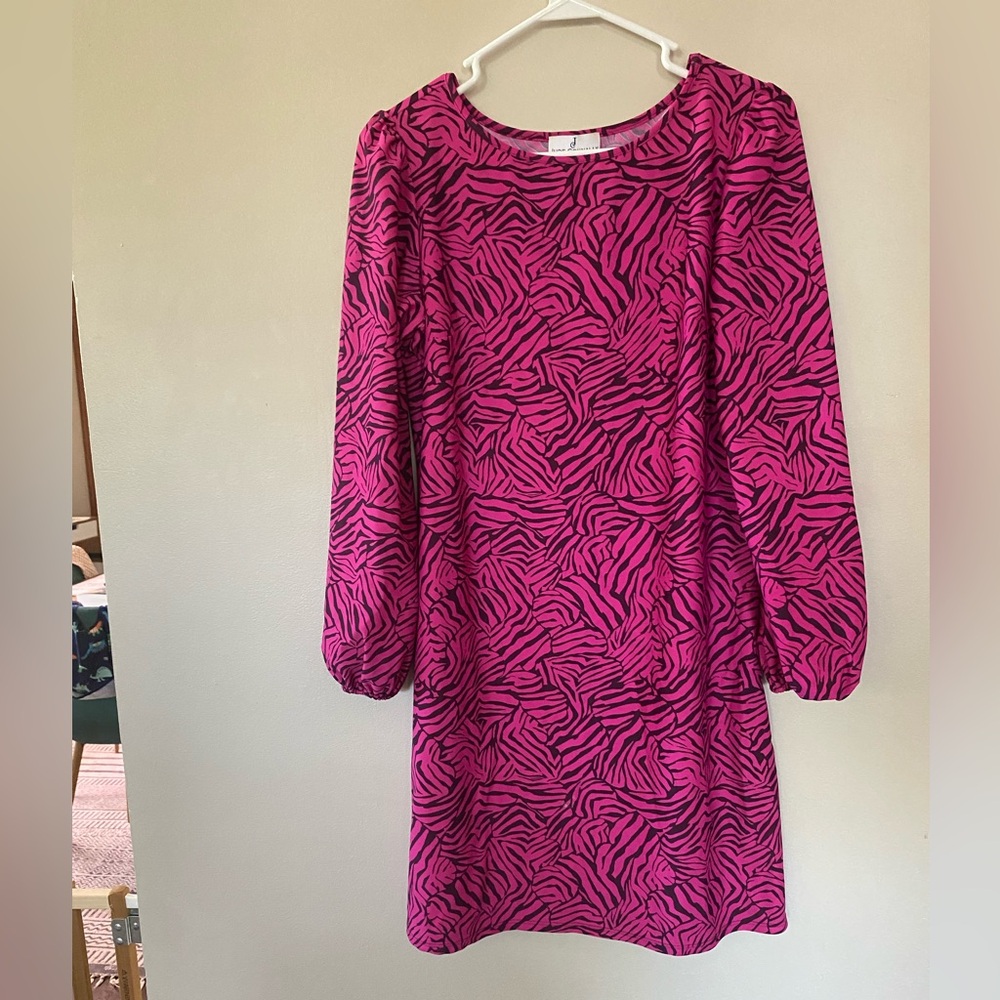 Jude Connally Vibrant Pink and Black Patterned Dress